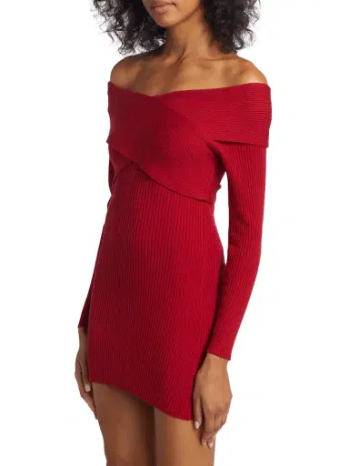 Line & Dot Women's Karrie Off-The-Shoulder Minidress - Burgundy | Thumbnail 3 Line & Dot Women's Karrie Off-The-Shoulder Minidress - Burgundy | Thumbnail 3