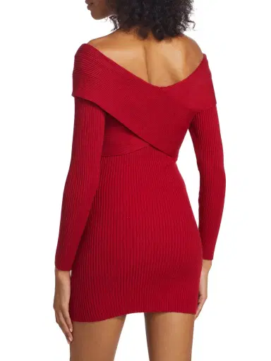 Line & Dot Women's Karrie Off-The-Shoulder Minidress - Burgundy | Thumbnail 4 Line & Dot Women's Karrie Off-The-Shoulder Minidress - Burgundy | Thumbnail 4