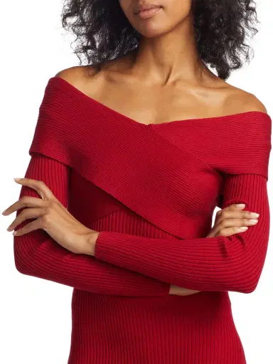 Line & Dot Women's Karrie Off-The-Shoulder Minidress - Burgundy | Thumbnail 5 Line & Dot Women's Karrie Off-The-Shoulder Minidress - Burgundy | Thumbnail 5