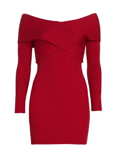 Line & Dot Women's Karrie Off-The-Shoulder Minidress - Burgundy | Thumbnail 7 Line & Dot Women's Karrie Off-The-Shoulder Minidress - Burgundy | Thumbnail 7