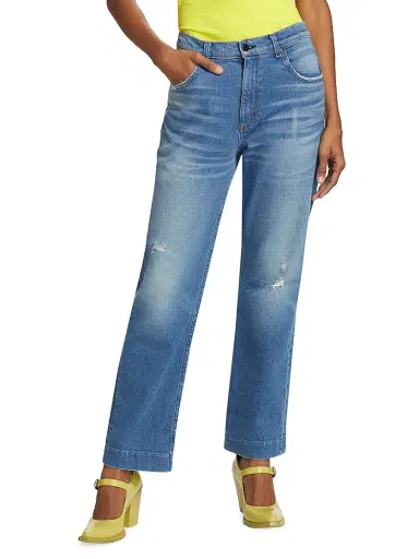 Askk NY Women's Beau High-Rise Distressed Straight-Leg Jeans - Cactus - Size 27 | Thumbnail 3 Askk NY Women's Beau High-Rise Distressed Straight-Leg Jeans - Cactus - Size 27 | Thumbnail 3