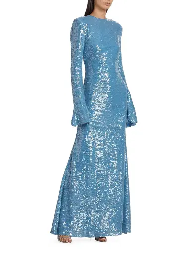 LAPOINTE Women's Sequined Flare-Sleeve Maxi Dress - Sky Blue | Thumbnail 2 LAPOINTE Women's Sequined Flare-Sleeve Maxi Dress - Sky Blue | Thumbnail 2