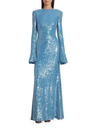 LAPOINTE Women's Sequined Flare-Sleeve Maxi Dress - Sky Blue | Thumbnail 3 LAPOINTE Women's Sequined Flare-Sleeve Maxi Dress - Sky Blue | Thumbnail 3