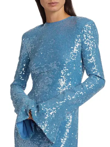 LAPOINTE Women's Sequined Flare-Sleeve Maxi Dress - Sky Blue | Thumbnail 6 LAPOINTE Women's Sequined Flare-Sleeve Maxi Dress - Sky Blue | Thumbnail 6