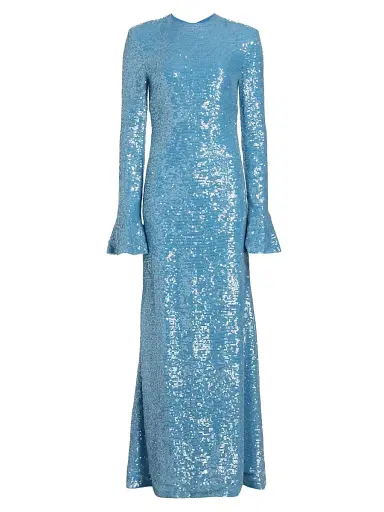LAPOINTE Women's Sequined Flare-Sleeve Maxi Dress - Sky Blue | Thumbnail 1 LAPOINTE Women's Sequined Flare-Sleeve Maxi Dress - Sky Blue | Thumbnail 1