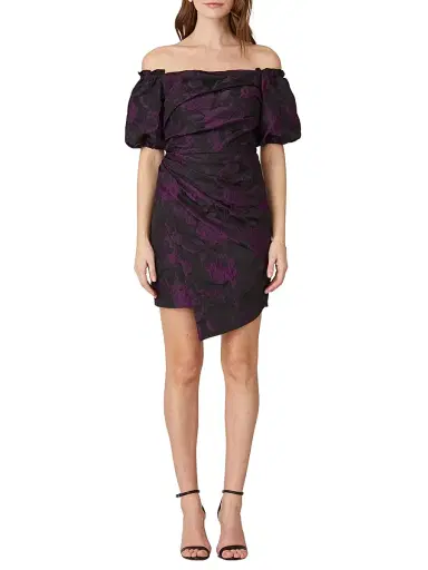 Shoshanna Women's Penna Floral Off-The-Shoulder Minidress - Jet Violet | Thumbnail 2 Shoshanna Women's Penna Floral Off-The-Shoulder Minidress - Jet Violet | Thumbnail 2