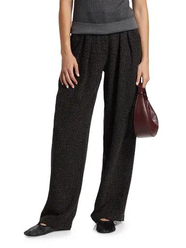 Proenza Schouler White Label Women's Eleanor Tweed High-Rise Straight-Leg Pants - Black Alabaster | Thumbnail 3 Proenza Schouler White Label Women's Eleanor Tweed High-Rise Straight-Leg Pants - Black Alabaster | Thumbnail 3
