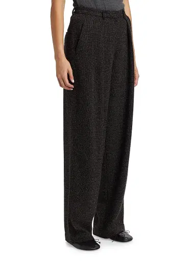 Proenza Schouler White Label Women's Eleanor Tweed High-Rise Straight-Leg Pants - Black Alabaster | Thumbnail 4 Proenza Schouler White Label Women's Eleanor Tweed High-Rise Straight-Leg Pants - Black Alabaster | Thumbnail 4