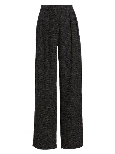 Proenza Schouler White Label Women's Eleanor Tweed High-Rise Straight-Leg Pants - Black Alabaster | Thumbnail 1 Proenza Schouler White Label Women's Eleanor Tweed High-Rise Straight-Leg Pants - Black Alabaster | Thumbnail 1