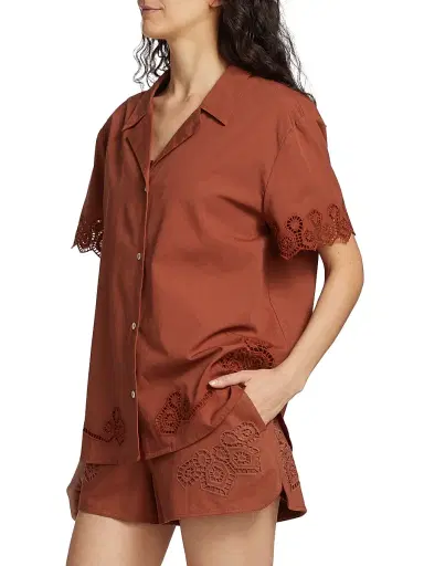 Tanya Taylor Women's Taytum Cotton Button-Front Top - Ginger | Thumbnail 4 Tanya Taylor Women's Taytum Cotton Button-Front Top - Ginger | Thumbnail 4