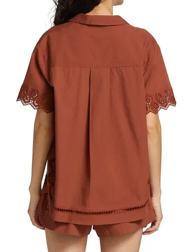 Tanya Taylor Women's Taytum Cotton Button-Front Top - Ginger | Thumbnail 5 Tanya Taylor Women's Taytum Cotton Button-Front Top - Ginger | Thumbnail 5