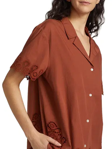 Tanya Taylor Women's Taytum Cotton Button-Front Top - Ginger | Thumbnail 6 Tanya Taylor Women's Taytum Cotton Button-Front Top - Ginger | Thumbnail 6