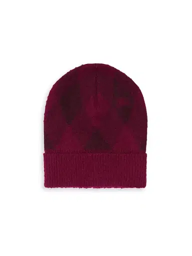 Burberry Women's Argyle Jacquard-Woven Wool Beanie - Ripple Plum | Thumbnail 1 Burberry Women's Argyle Jacquard-Woven Wool Beanie - Ripple Plum | Thumbnail 1