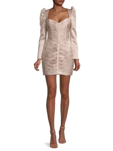 Lavish Alice Women's Pleated Bonded Satin Minidress - Bronze | Thumbnail 2 Lavish Alice Women's Pleated Bonded Satin Minidress - Bronze | Thumbnail 2