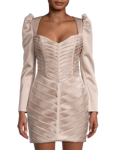 Lavish Alice Women's Pleated Bonded Satin Minidress - Bronze | Thumbnail 3 Lavish Alice Women's Pleated Bonded Satin Minidress - Bronze | Thumbnail 3