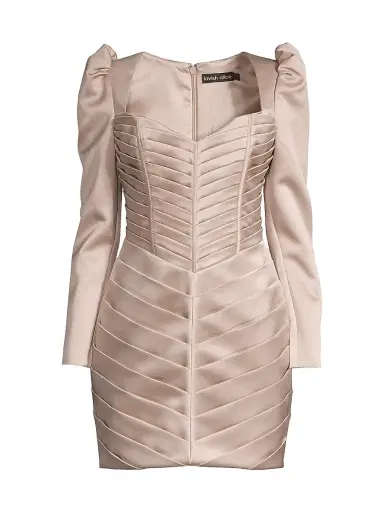 Lavish Alice Women's Pleated Bonded Satin Minidress - Bronze | Thumbnail 1 Lavish Alice Women's Pleated Bonded Satin Minidress - Bronze | Thumbnail 1
