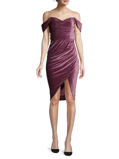 Lavish Alice Women's Sienna Diamante Velvet Off-The-Shoulder Mini-Dress - Purple | Thumbnail 2 Lavish Alice Women's Sienna Diamante Velvet Off-The-Shoulder Mini-Dress - Purple | Thumbnail 2