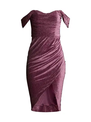 Lavish Alice Women's Sienna Diamante Velvet Off-The-Shoulder Mini-Dress - Purple | Thumbnail 1 Lavish Alice Women's Sienna Diamante Velvet Off-The-Shoulder Mini-Dress - Purple | Thumbnail 1