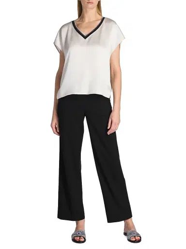 Giorgio Armani Women's Crepe Satin Blouse - Ice | Thumbnail 2 Giorgio Armani Women's Crepe Satin Blouse - Ice | Thumbnail 2