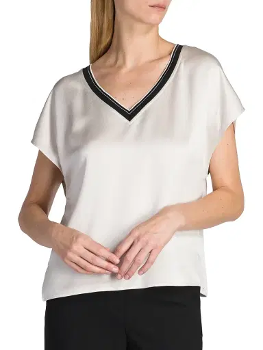 Giorgio Armani Women's Crepe Satin Blouse - Ice | Thumbnail 3 Giorgio Armani Women's Crepe Satin Blouse - Ice | Thumbnail 3