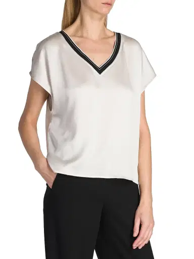 Giorgio Armani Women's Crepe Satin Blouse - Ice | Thumbnail 4 Giorgio Armani Women's Crepe Satin Blouse - Ice | Thumbnail 4