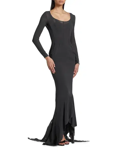 Dolce & Gabbana Women's Sheer Long-Sleeve Gown - Grey | Thumbnail 4 Dolce & Gabbana Women's Sheer Long-Sleeve Gown - Grey | Thumbnail 4