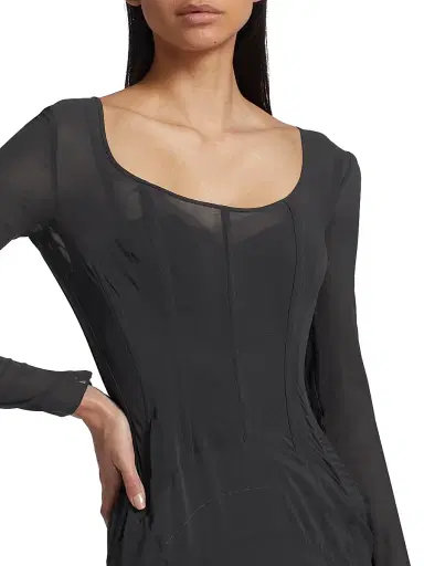 Dolce & Gabbana Women's Sheer Long-Sleeve Gown - Grey | Thumbnail 6 Dolce & Gabbana Women's Sheer Long-Sleeve Gown - Grey | Thumbnail 6