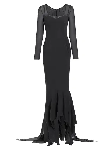 Dolce & Gabbana Women's Sheer Long-Sleeve Gown - Grey | Thumbnail 1 Dolce & Gabbana Women's Sheer Long-Sleeve Gown - Grey | Thumbnail 1