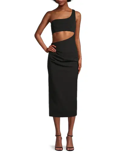 Misha Women's Elisebeth Crepe One-Shoulder Midi-Dress - Black | Thumbnail 2 Misha Women's Elisebeth Crepe One-Shoulder Midi-Dress - Black | Thumbnail 2