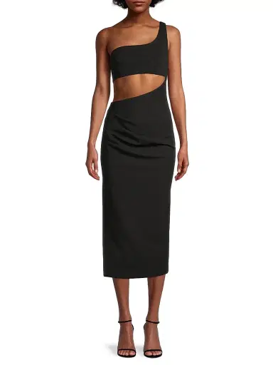 Misha Women's Elisebeth Crepe One-Shoulder Midi-Dress - Black | Thumbnail 3 Misha Women's Elisebeth Crepe One-Shoulder Midi-Dress - Black | Thumbnail 3