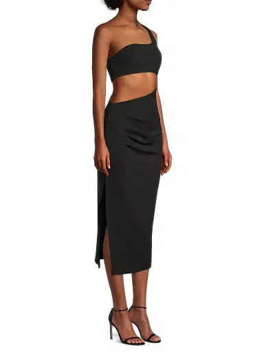 Misha Women's Elisebeth Crepe One-Shoulder Midi-Dress - Black | Thumbnail 4 Misha Women's Elisebeth Crepe One-Shoulder Midi-Dress - Black | Thumbnail 4