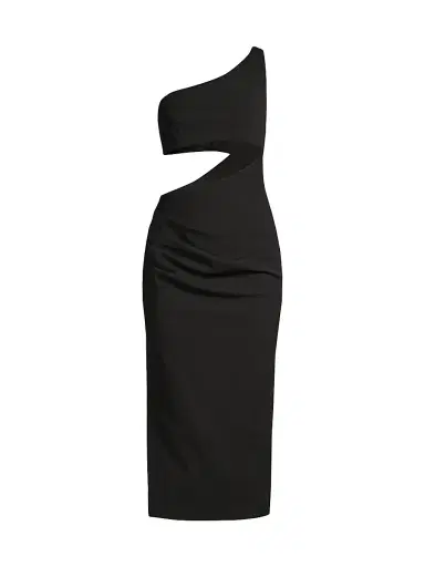 Misha Women's Elisebeth Crepe One-Shoulder Midi-Dress - Black | Thumbnail 1 Misha Women's Elisebeth Crepe One-Shoulder Midi-Dress - Black | Thumbnail 1