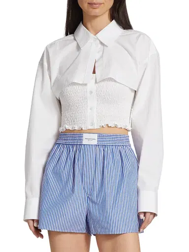 alexanderwang.t Women's Smocked Cami Overshirt Twinset - White | Thumbnail 3 alexanderwang.t Women's Smocked Cami Overshirt Twinset - White | Thumbnail 3
