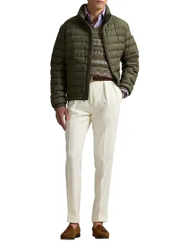 Polo Ralph Lauren Men's Quilted Linen Down Jacket - Ranger Green | Thumbnail 2 Polo Ralph Lauren Men's Quilted Linen Down Jacket - Ranger Green | Thumbnail 2