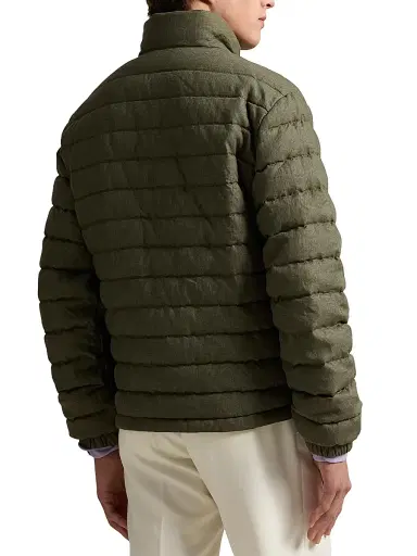 Polo Ralph Lauren Men's Quilted Linen Down Jacket - Ranger Green | Thumbnail 4 Polo Ralph Lauren Men's Quilted Linen Down Jacket - Ranger Green | Thumbnail 4