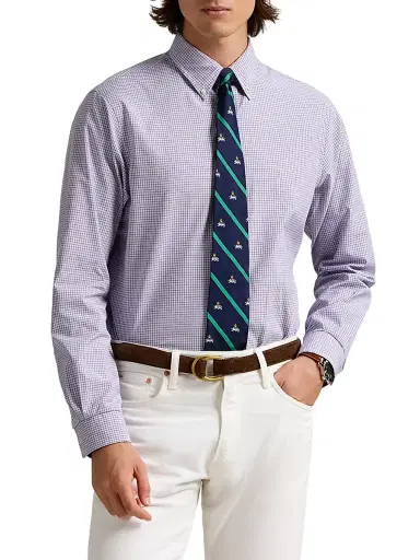 Polo Ralph Lauren Men's Checked Poplin Classic-Fit Shirt - Purple Navy Multi | Thumbnail 6 Polo Ralph Lauren Men's Checked Poplin Classic-Fit Shirt - Purple Navy Multi | Thumbnail 6