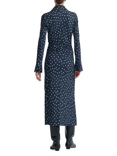 Altuzarra Women's Claudia Polka-Dot Ruched Shirtdress - Nocturne Blue | Thumbnail 5 Altuzarra Women's Claudia Polka-Dot Ruched Shirtdress - Nocturne Blue | Thumbnail 5