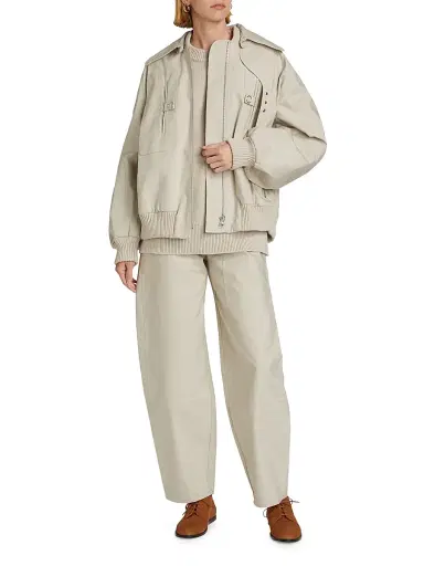Co Women's Gathered Cotton Bomber Jacket | Thumbnail 2 Co Women's Gathered Cotton Bomber Jacket | Thumbnail 2