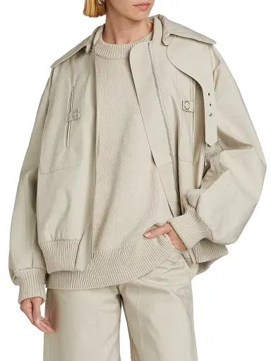 Co Women's Gathered Cotton Bomber Jacket | Thumbnail 3 Co Women's Gathered Cotton Bomber Jacket | Thumbnail 3