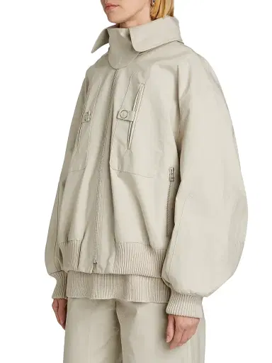 Co Women's Gathered Cotton Bomber Jacket | Thumbnail 4 Co Women's Gathered Cotton Bomber Jacket | Thumbnail 4