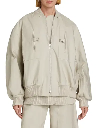 Co Women's Gathered Cotton Bomber Jacket | Thumbnail 6 Co Women's Gathered Cotton Bomber Jacket | Thumbnail 6