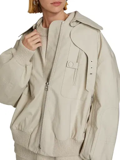 Co Women's Gathered Cotton Bomber Jacket | Thumbnail 7 Co Women's Gathered Cotton Bomber Jacket | Thumbnail 7