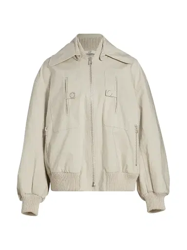 Co Women's Gathered Cotton Bomber Jacket | Thumbnail 1 Co Women's Gathered Cotton Bomber Jacket | Thumbnail 1