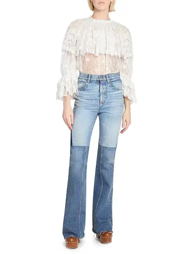 Chloé Women's Draped Sheer Lace Top - Iconic Milk | Thumbnail 2 Chloé Women's Draped Sheer Lace Top - Iconic Milk | Thumbnail 2