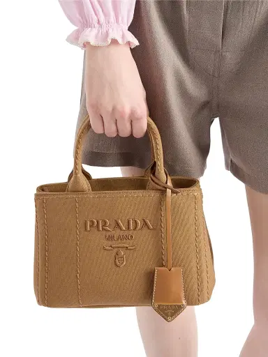 Prada Women's Jardiniere Mini Cotton Canvas Top Handle Bag - Brown | Thumbnail 7 Prada Women's Jardiniere Mini Cotton Canvas Top Handle Bag - Brown | Thumbnail 7