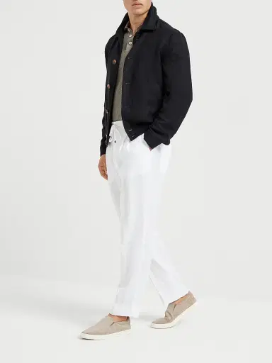 Brunello Cucinelli Men's Cotton English Rib Knit Polo Shirt with Long Raglan Sleeves - Khaki | Thumbnail 6 Brunello Cucinelli Men's Cotton English Rib Knit Polo Shirt with Long Raglan Sleeves - Khaki | Thumbnail 6