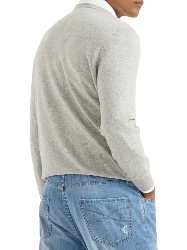 Brunello Cucinelli Men's Cashmere Sweater - Azure | Thumbnail 3 Brunello Cucinelli Men's Cashmere Sweater - Azure | Thumbnail 3