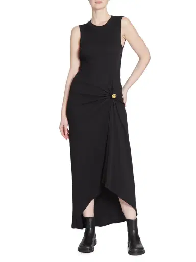 LOEWE Women's Pebble Stretch-Cotton Midi-Dress - Black | Thumbnail 2 LOEWE Women's Pebble Stretch-Cotton Midi-Dress - Black | Thumbnail 2