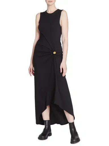LOEWE Women's Pebble Stretch-Cotton Midi-Dress - Black | Thumbnail 5 LOEWE Women's Pebble Stretch-Cotton Midi-Dress - Black | Thumbnail 5