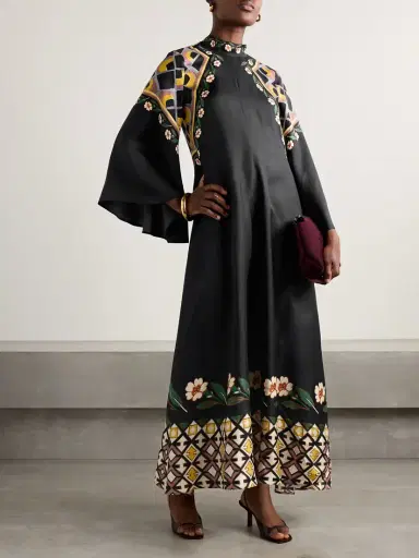 La DoubleJ Magnifico Tie-neck Printed Silk-twill Maxi Dress | Thumbnail 2 La DoubleJ Magnifico Tie-neck Printed Silk-twill Maxi Dress | Thumbnail 2